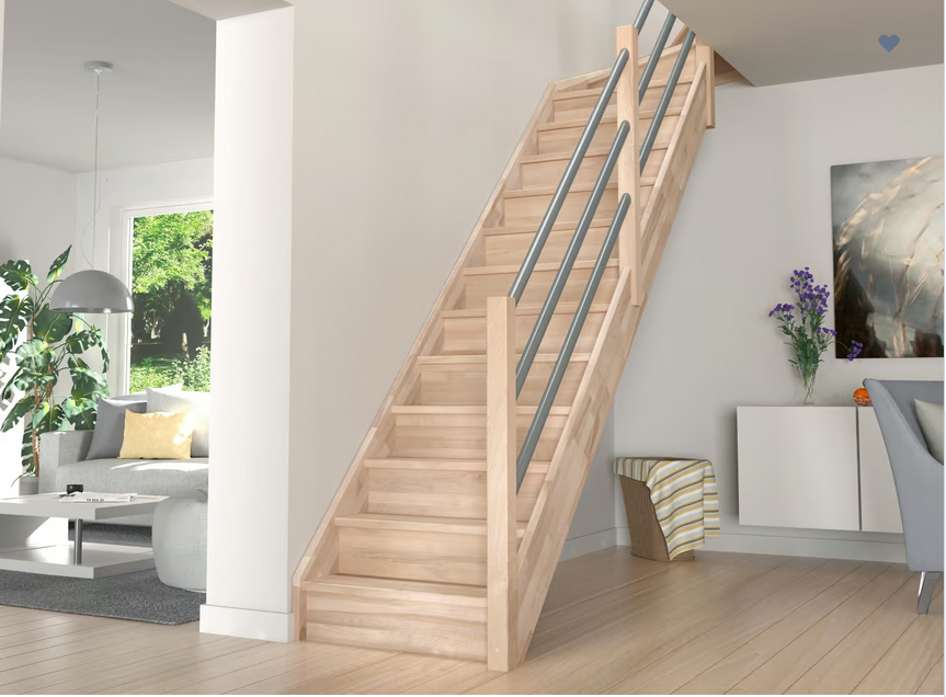 DOLLE SAVOIE - schody rovné s podstupnicemi, masivní buk nelakovaný